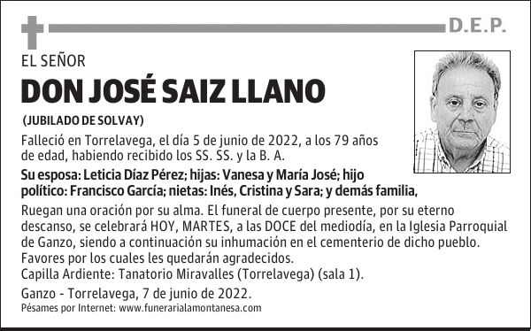 DON JOSÉ SAIZ LLANO