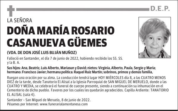 DOÑA MARÍA ROSARIO CASANUEVA GÜEMES