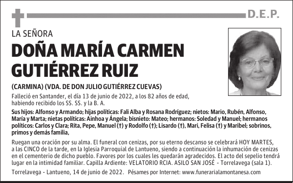 DOÑA MARÍA CARMEN GUTIÉRREZ RUIZ