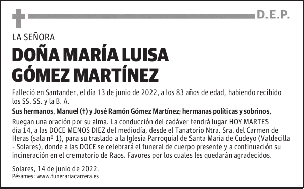 DOÑA MARÍA LUISA GÓMEZ MARTÍNEZ