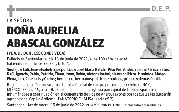 DOÑA AURELIA ABASCAL GONZÁLEZ