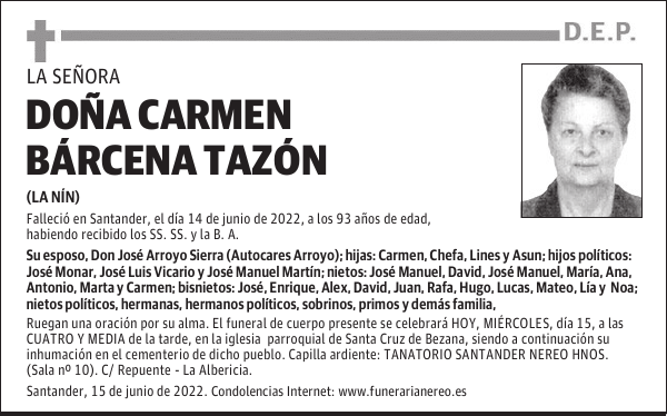 DOÑA CARMEN BÁRCENA TAZÓN