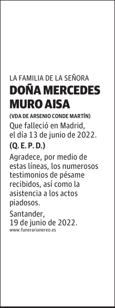 DOÑA MERCEDES MURO AISA