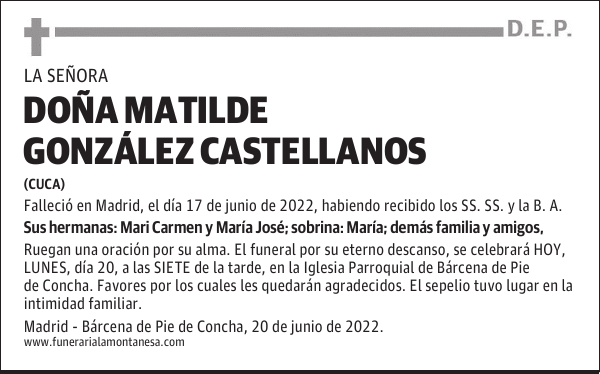 DOÑA MATILDE GONZÁLEZ CASTELLANOS
