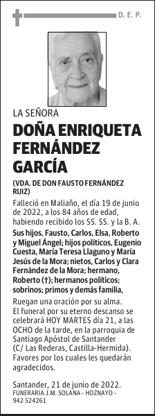 DOÑA ENRIQUETA FERNÁNDEZ GARCÍA
