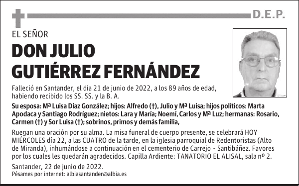 DON JULIO GUTIÉRREZ FERNÁNDEZ