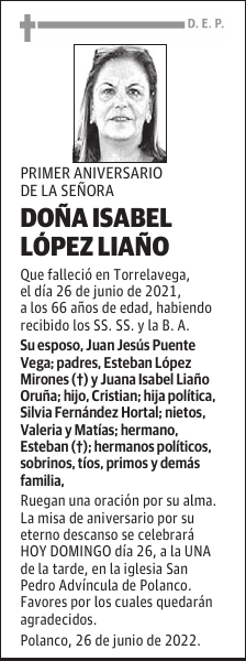 DOÑA ISABEL LÓPEZ LIAÑO