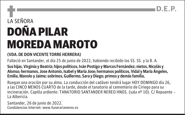 DOÑA PILAR MOREDA MAROTO