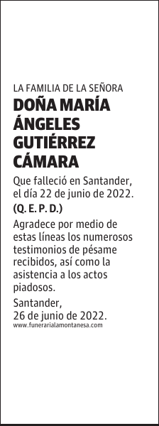 DOÑA MARÍA ÁNGELES GUTIÉRREZ CÁMARA