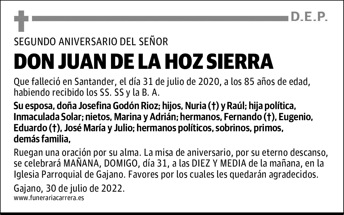 DON JUAN DE LA HOZ SIERRA