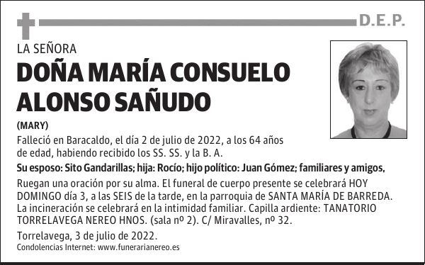 DOÑA MARÍA CONSUELO ALONSO SAÑUDO