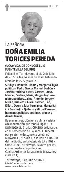DOÑA EMILIA TORICES PEREDA