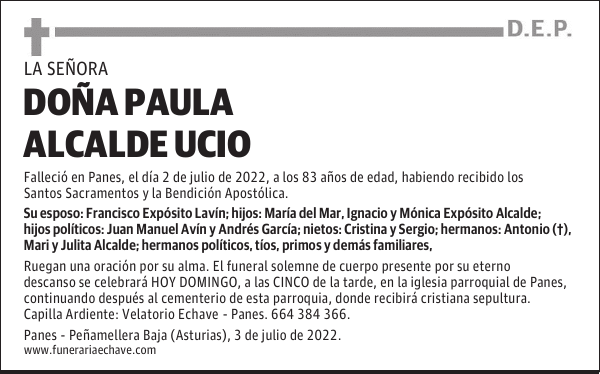 DOÑA PAULA ALCALDE UCIO