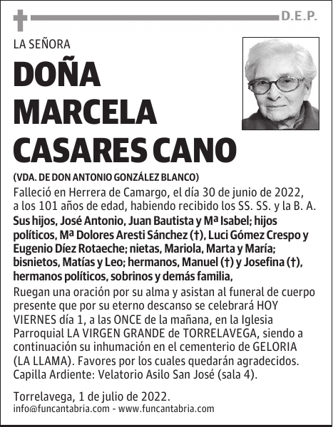 DOÑA MARCELA CASARES CANO