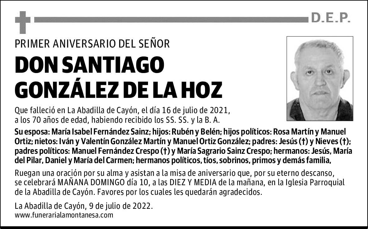 DON SANTIAGO GONZÁLEZ DE LA HOZ