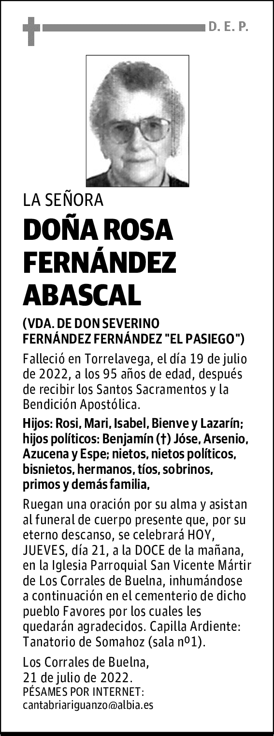 DOÑA ROSA FERNÁNDEZ ABASCAL