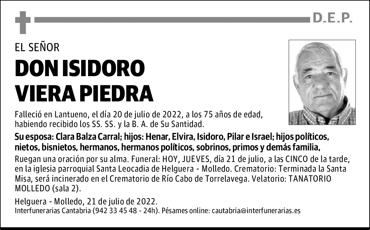 D. ISIDORO VIERA PIEDRA