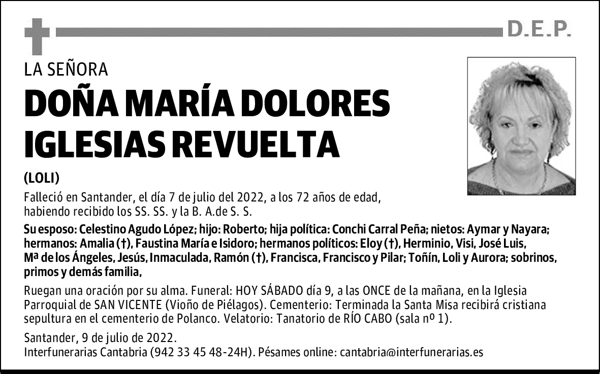 DOÑA MARÍA DOLORES IGLESIAS REVUELTA