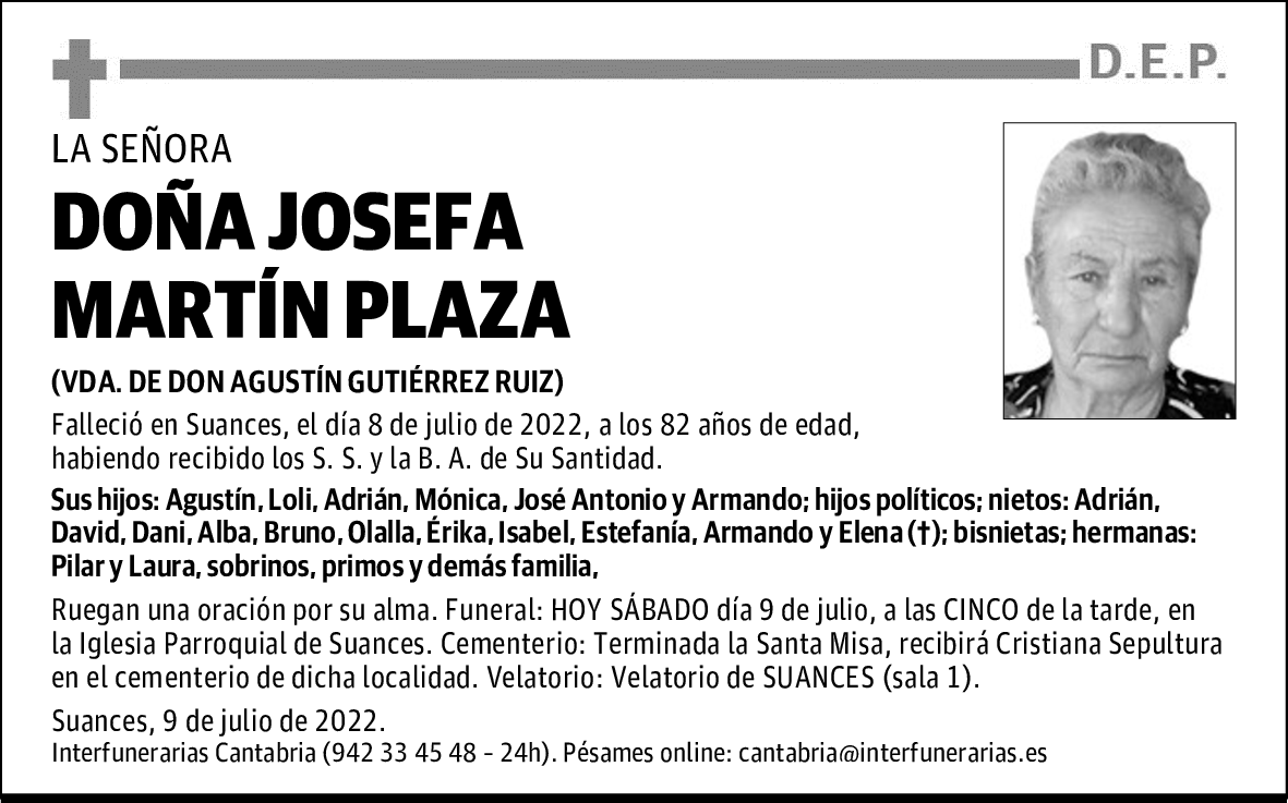 DOÑA JOSEFA MARTÍN PLAZA