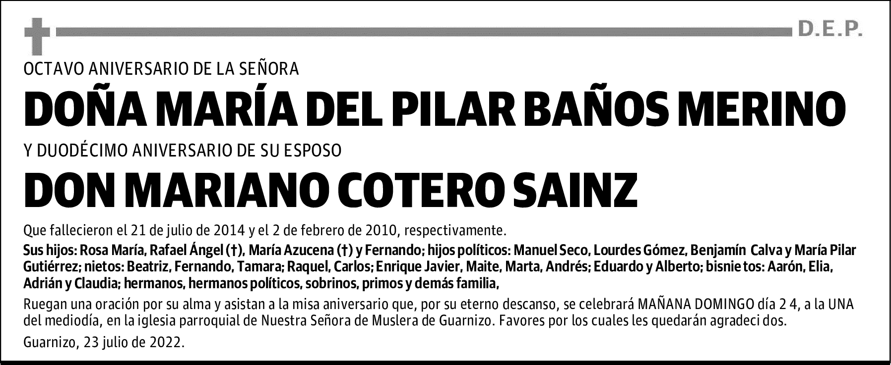 DOÑA MARÍA DEL PILAR BAÑOS MERINO