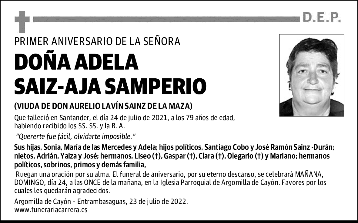 DOÑA ADELA SAIZ-AJA SAMPERIO