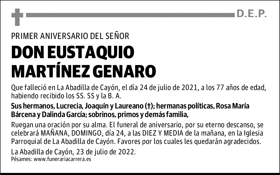 DON EUSTAQUIO MARTÍNEZ GENARO