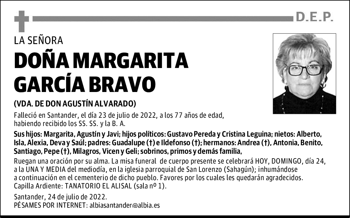 DOÑA MARGARITA GARCÍA BRAVO