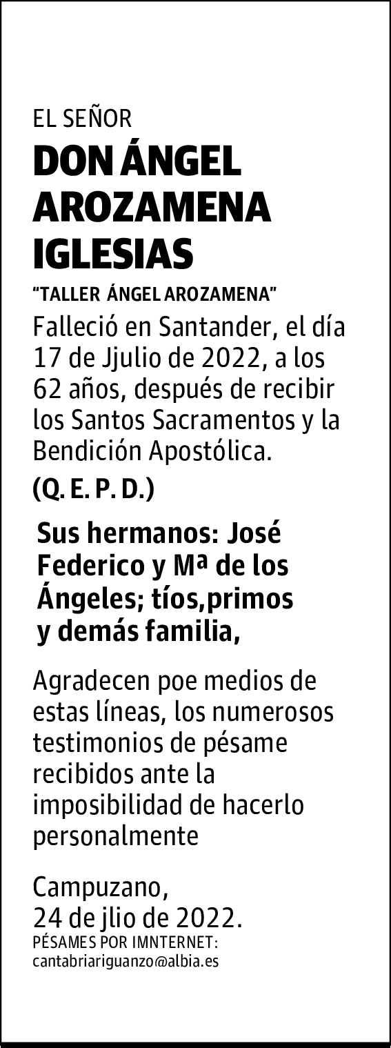 DON ÁNGEL AROZAMENA IGLESIAS