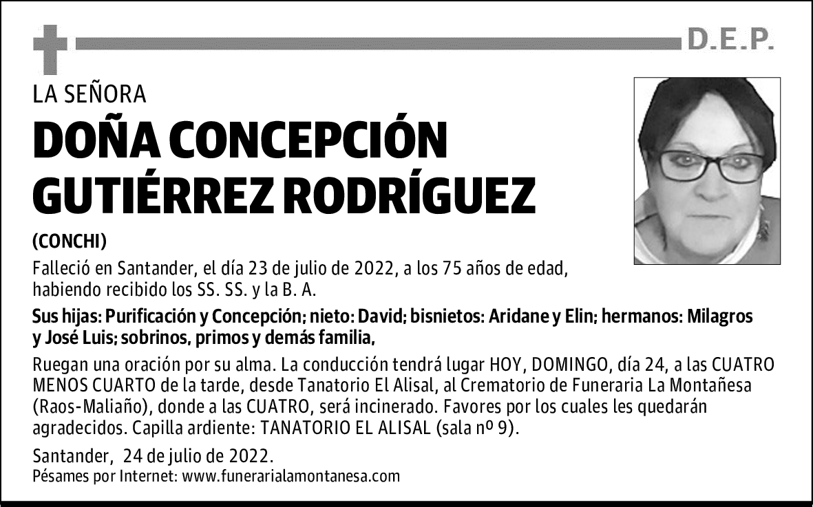 DOÑA CONCEPCIÓN GUTIÉRREZ RODRÍGUEZ