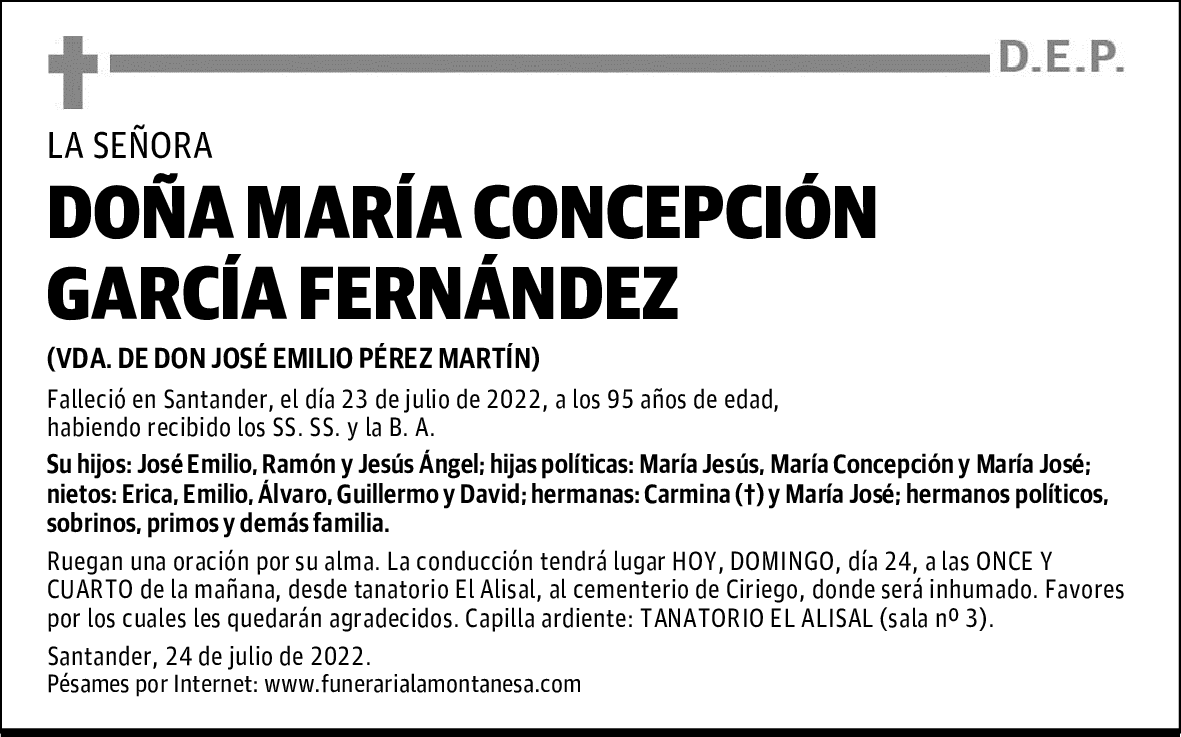 DOÑA MARÍA CONCEPCIÓN GARCÍA FERNÁNDEZ