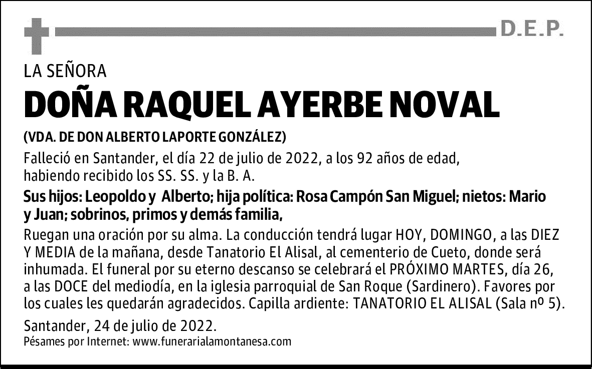 DOÑA RAQUEL AYERBE NOVAL