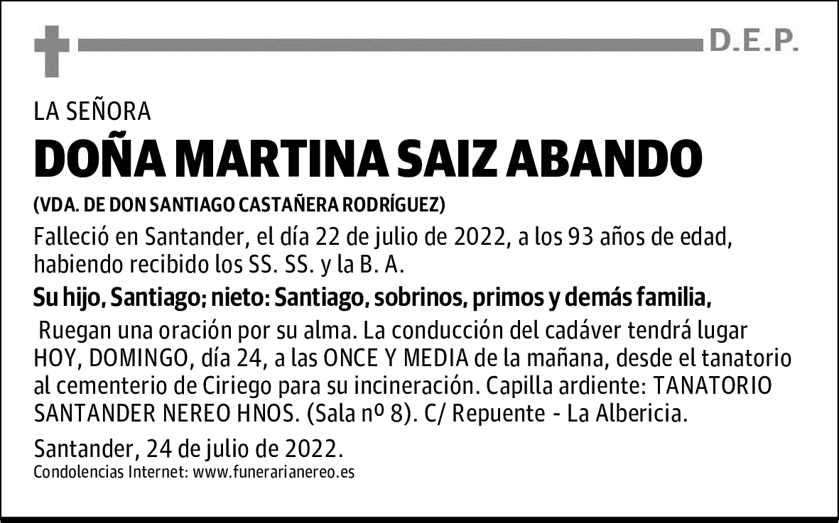 DOÑA MARTINA SAIZ ABANDO