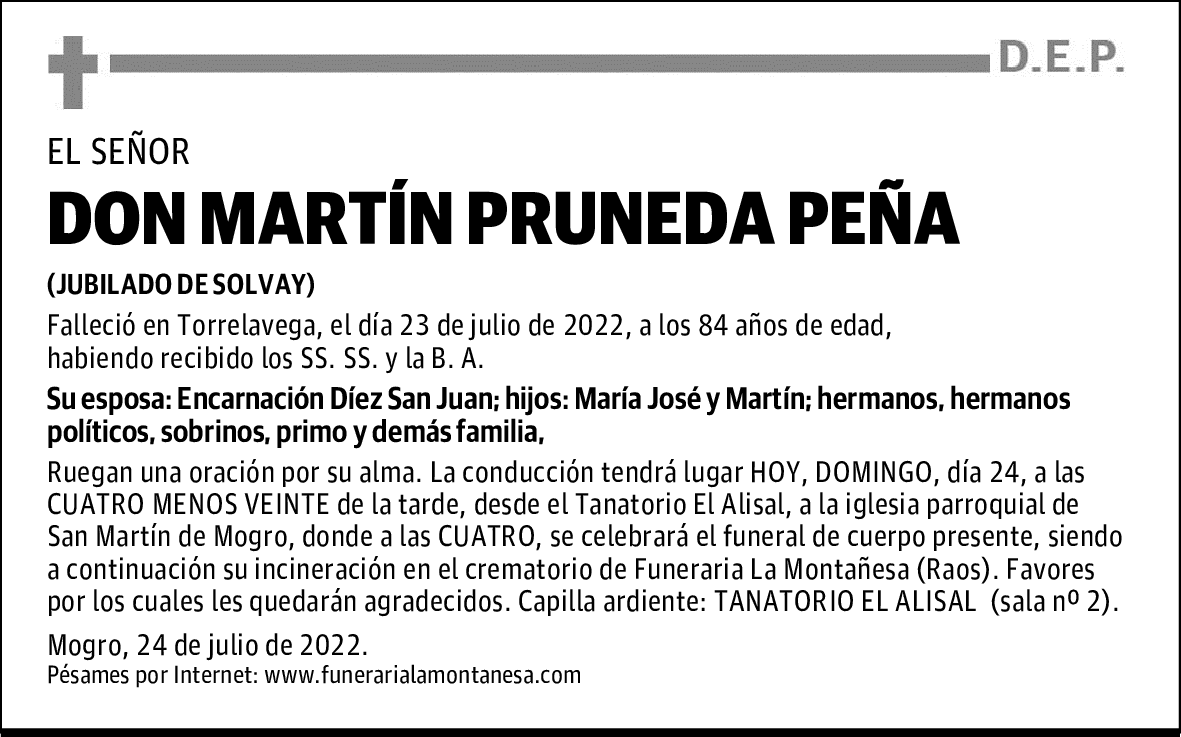 DON MARTÍN PRUNEDA PEÑA