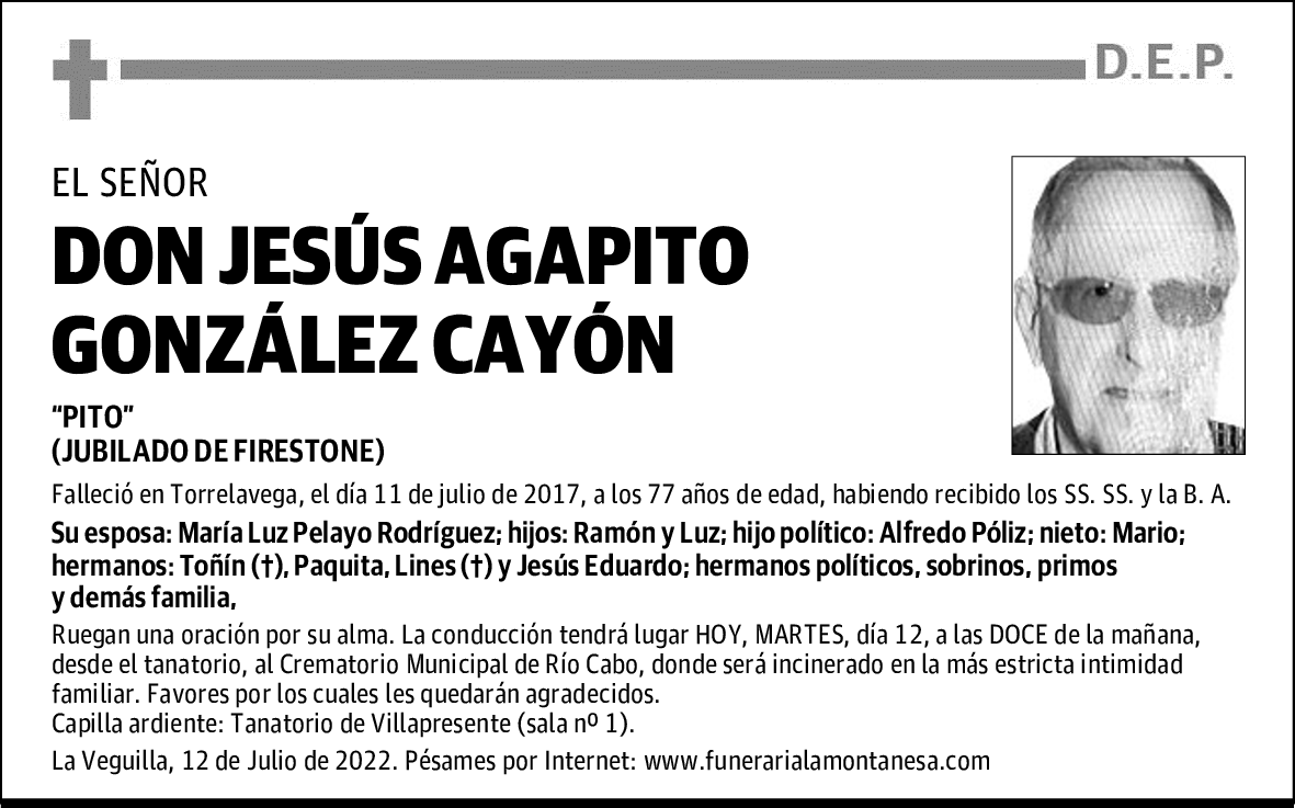 DON JESÚS AGAPITO GONZÁLEZ CAYÓN