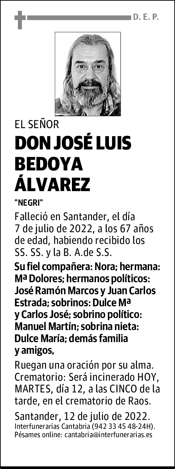 D. JOSÉ LUIS BEDOYA ÁLVAREZ