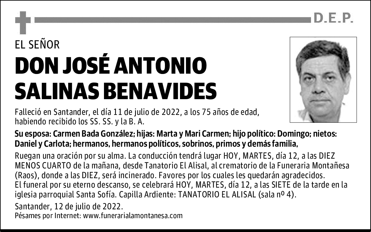 DON JOSÉ ANTONIO SALINAS BENAVIDES