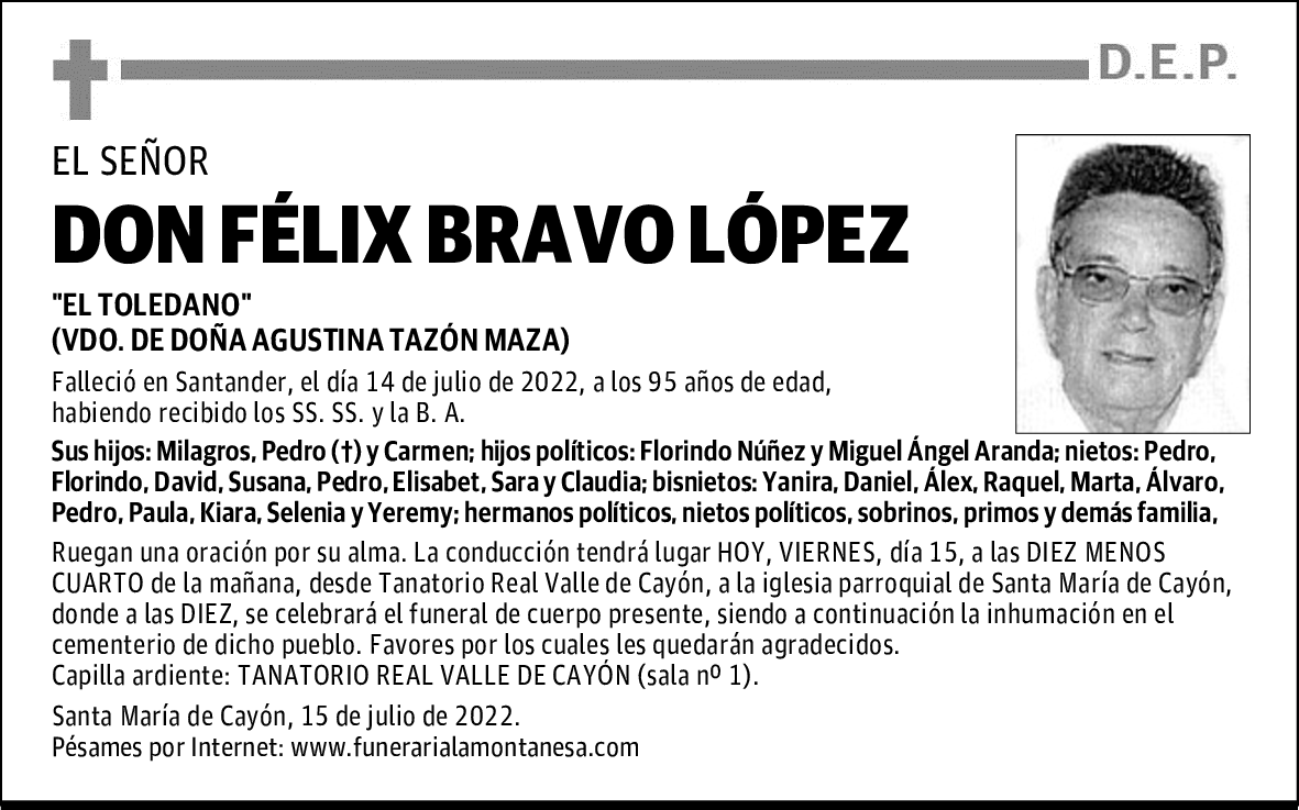 DON FÉLIX BRAVO LÓPEZ