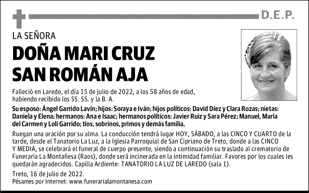 DOÑA MARI CRUZ SAN ROMÁN AJA