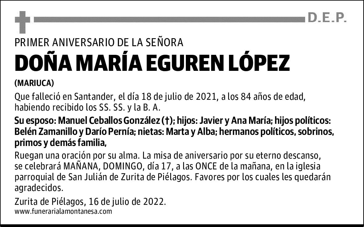 DOÑA MARÍA EGUREN LÓPEZ