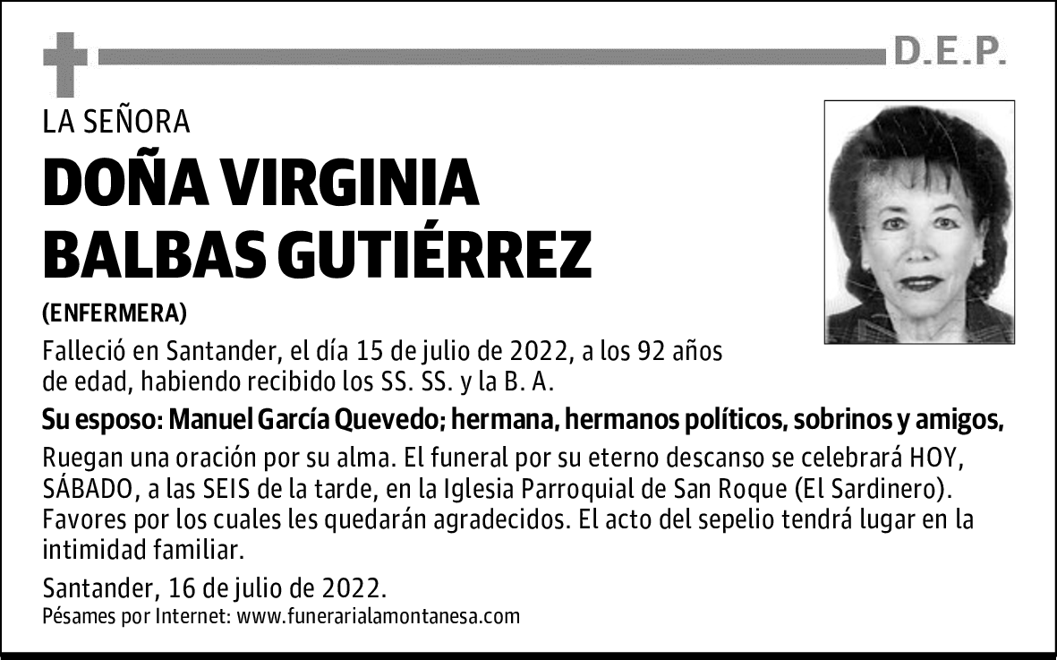 DOÑA VIRGINIA BALBAS GUTIÉRREZ