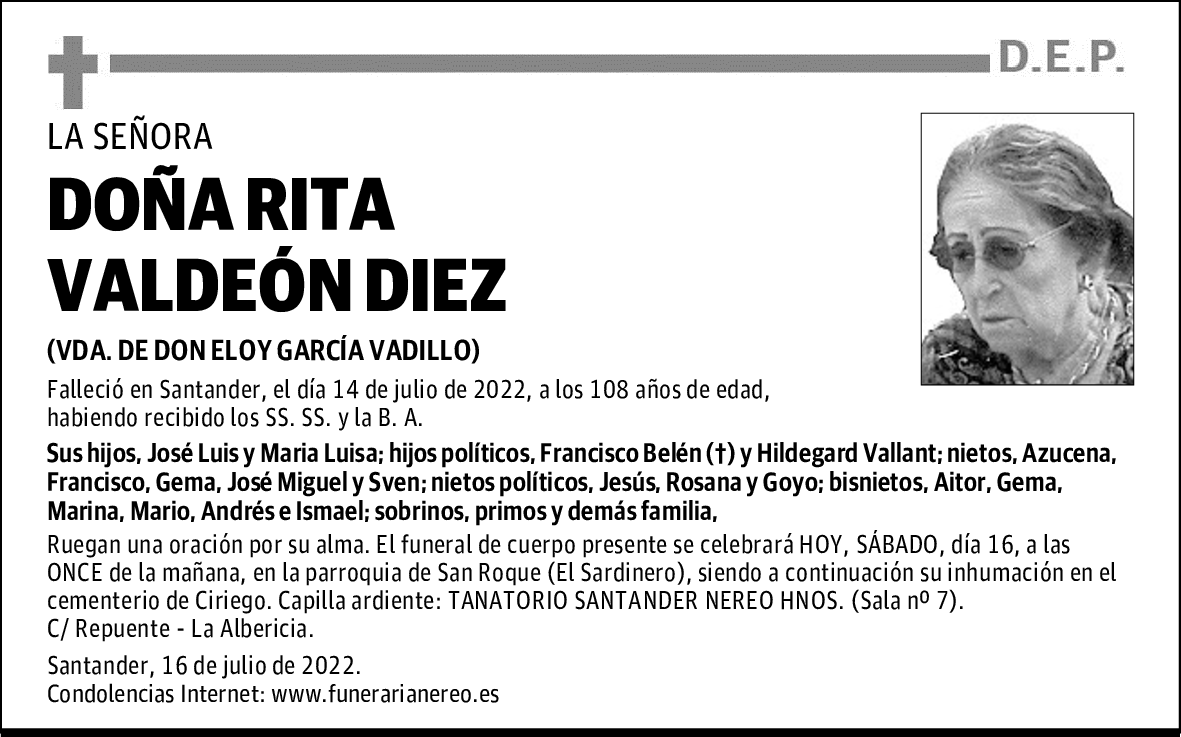 DOÑA RITA VALDEÓN DIEZ