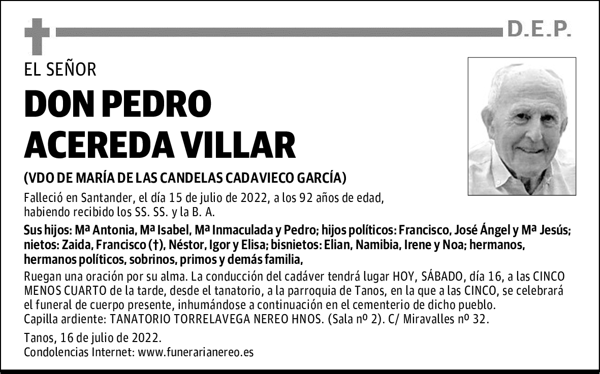 DON PEDRO ACEREDA VILLAR