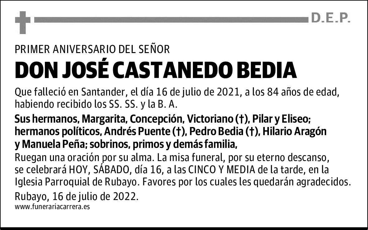 DON JOSÉ CASTANEDO BEDIA