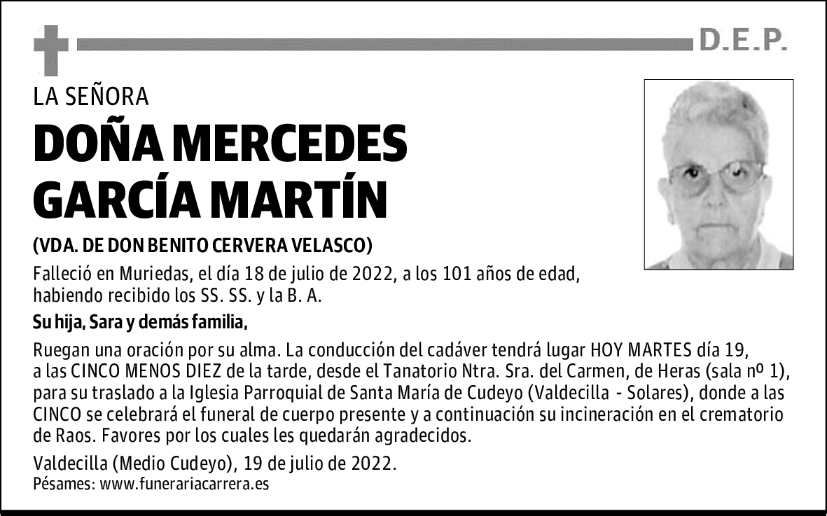 DOÑA MERCEDES GARCÍA MARTÍN