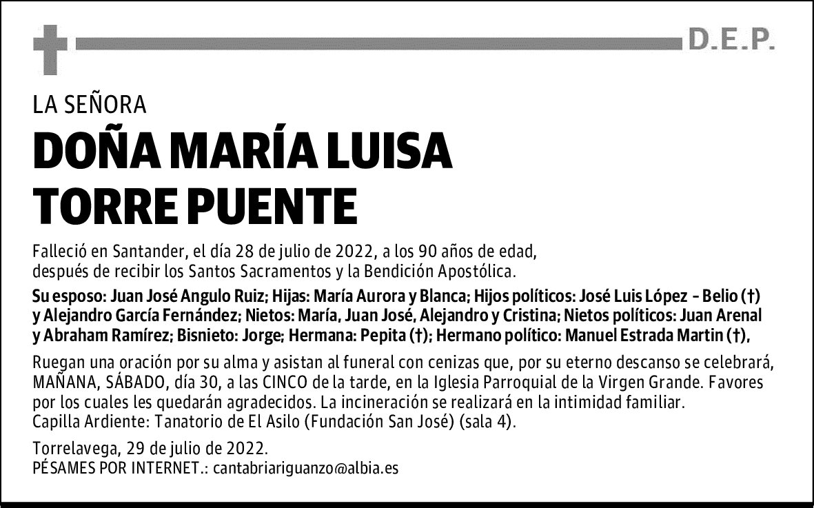 DOÑA MARÍA LUISA TORRE PUENTE