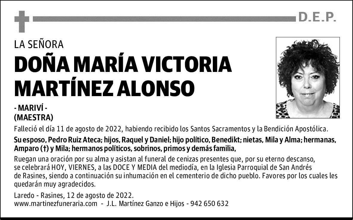 Dª MARÍA VICTORIA MARTÍNEZ ALONSO