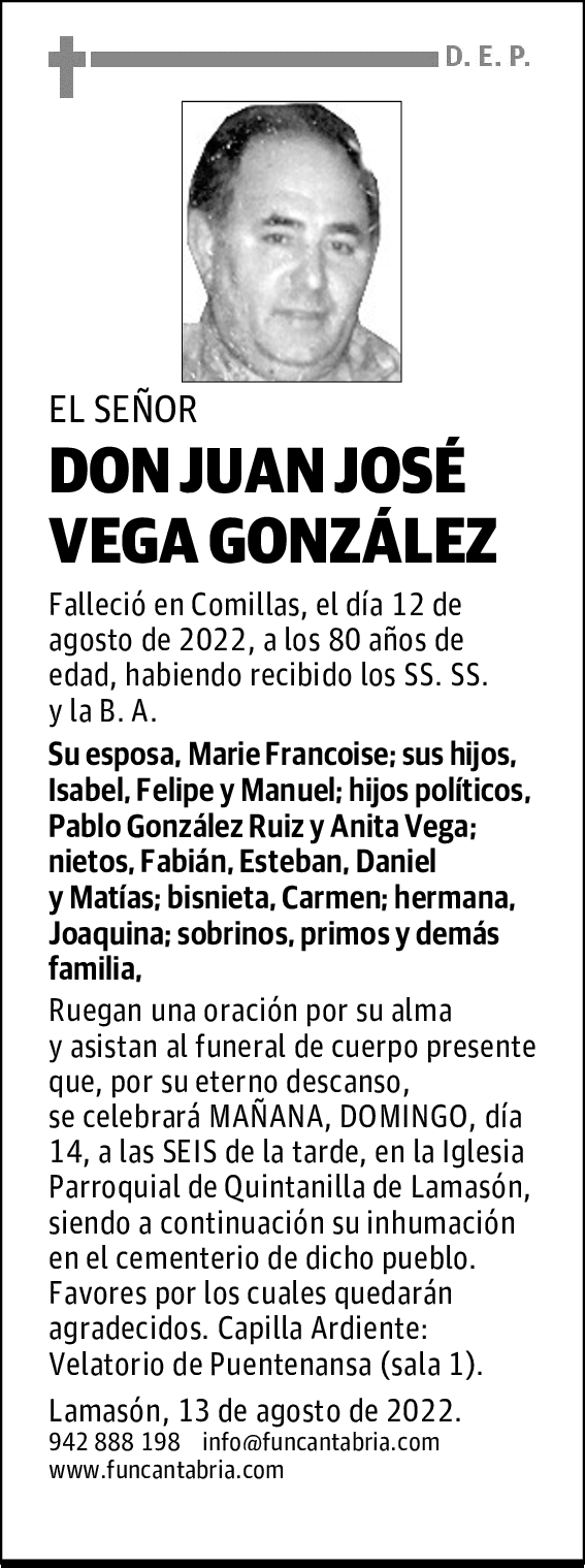 DON JUAN JOSÉ VEGA GONZÁLEZ