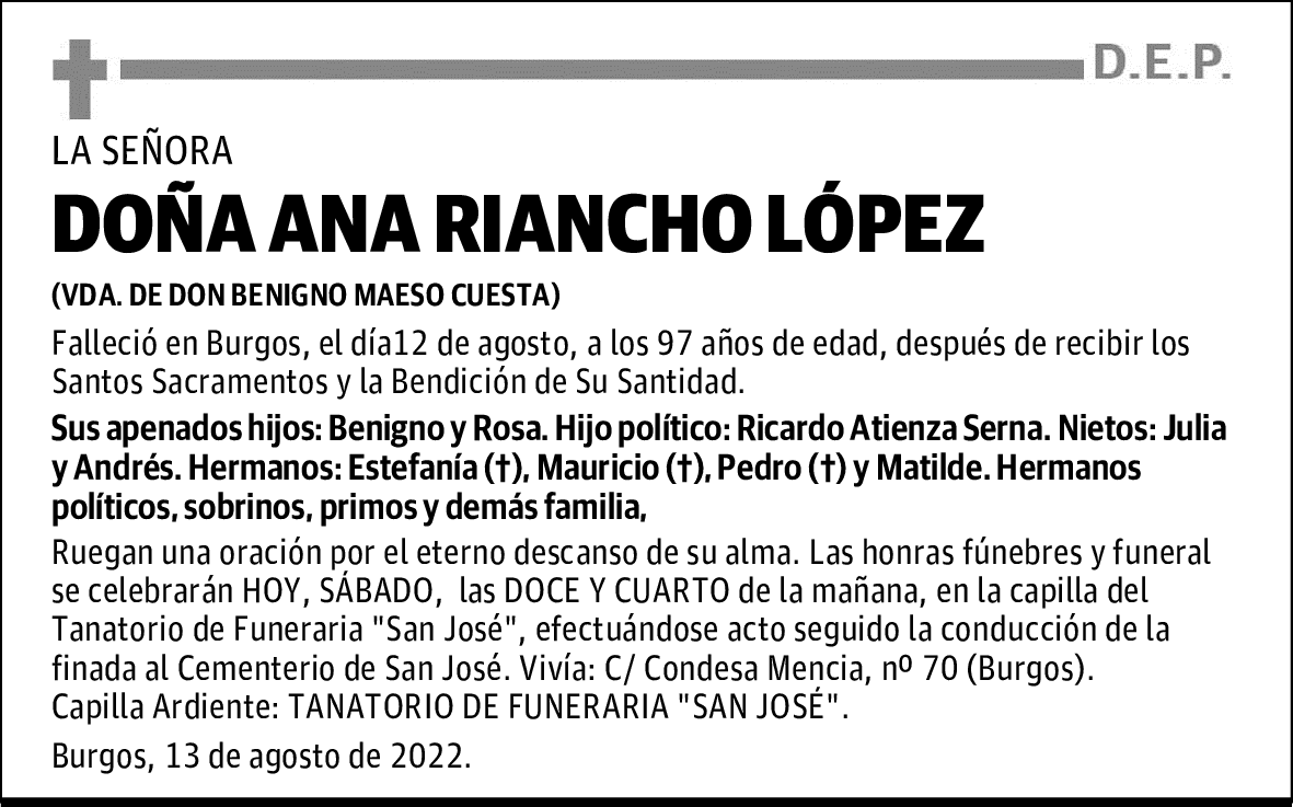 DOÑA ANA RIANCHO LÓPEZ
