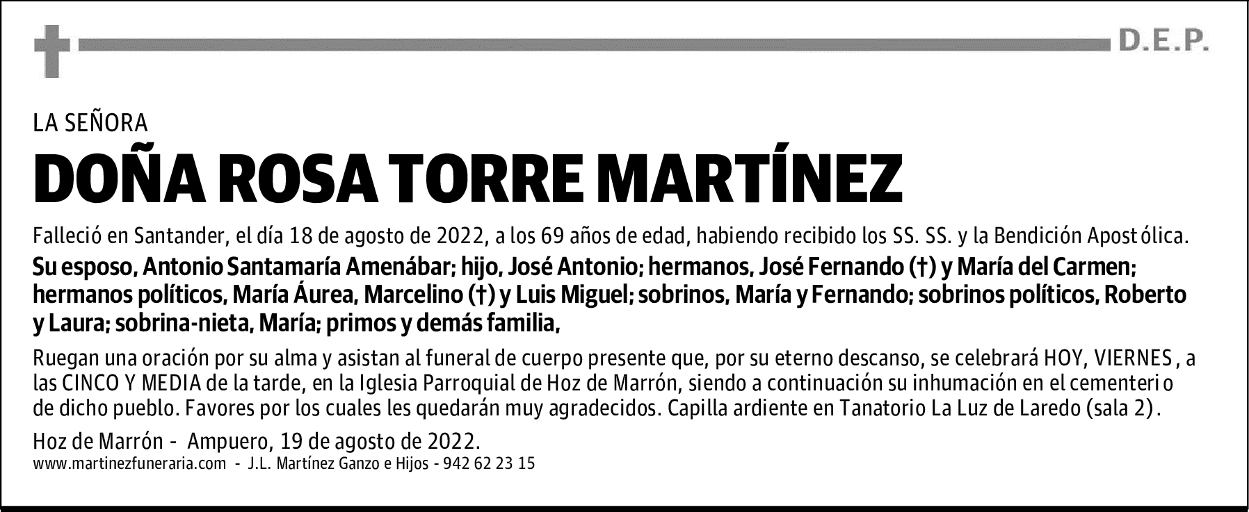DOÑA ROSA TORRE MARTÍNEZ