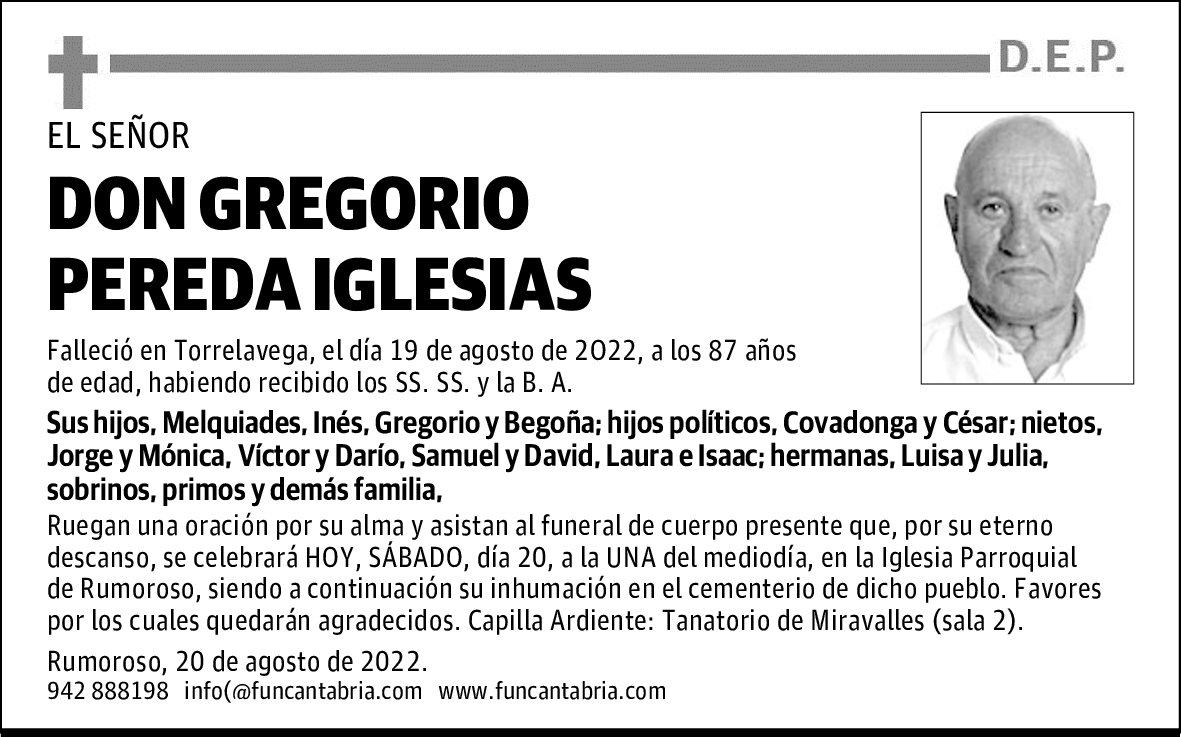 DON GREGORIO PEREDA IGLESIAS